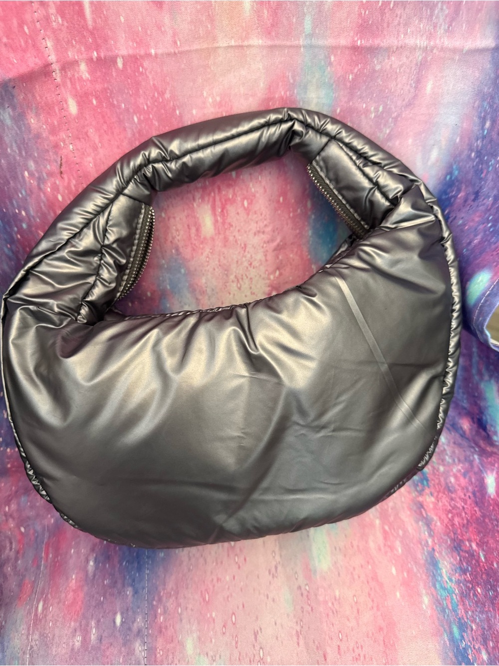 Urban Outfitters Silver Quilted Hobo Shoulder Bag